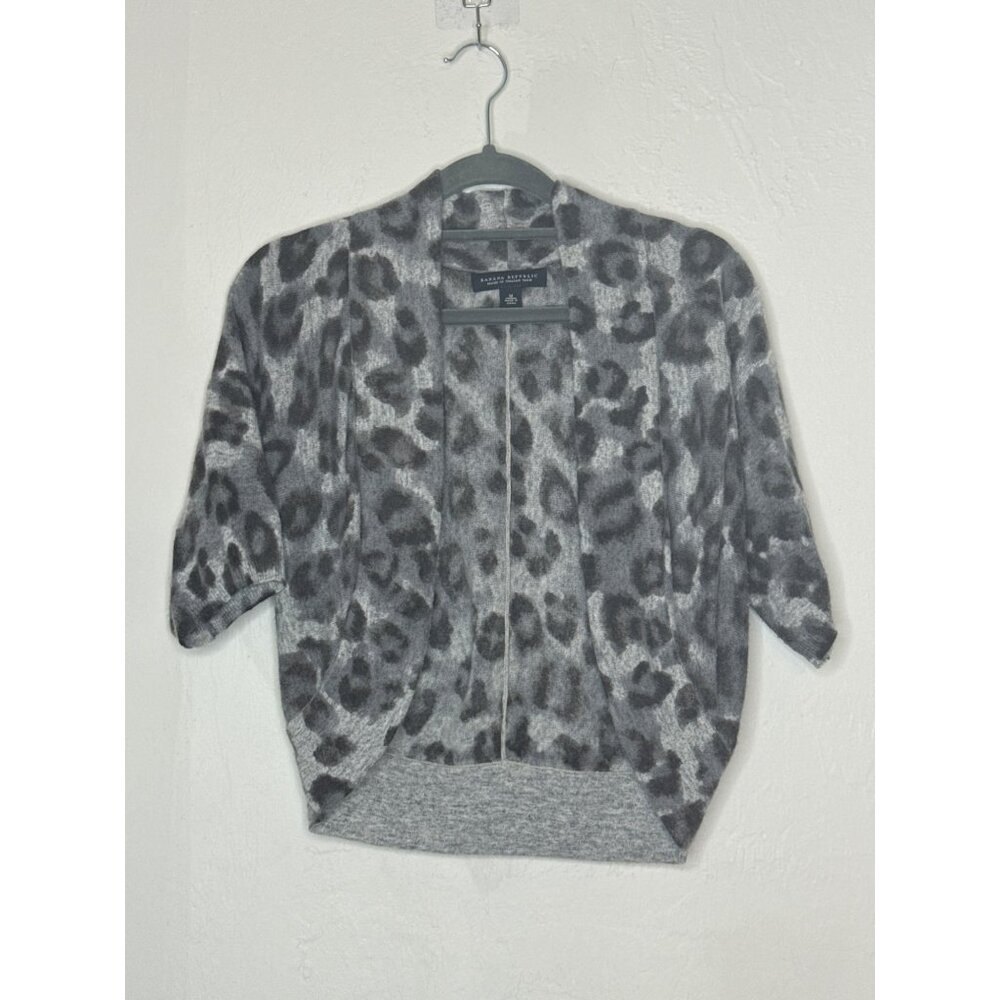 Banana Republic Wool Cashmere Blend Italian Wool Gray Leopard Bolero Shrug Med‎